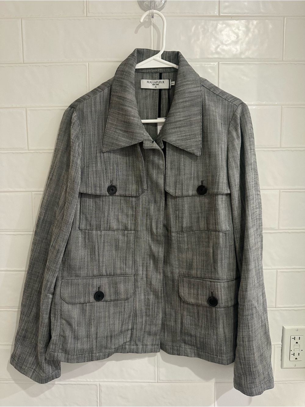 NWT M.M.Lafleur The Emery 1.0 Jacket Blazer - Porto Weave Black/White Size 12